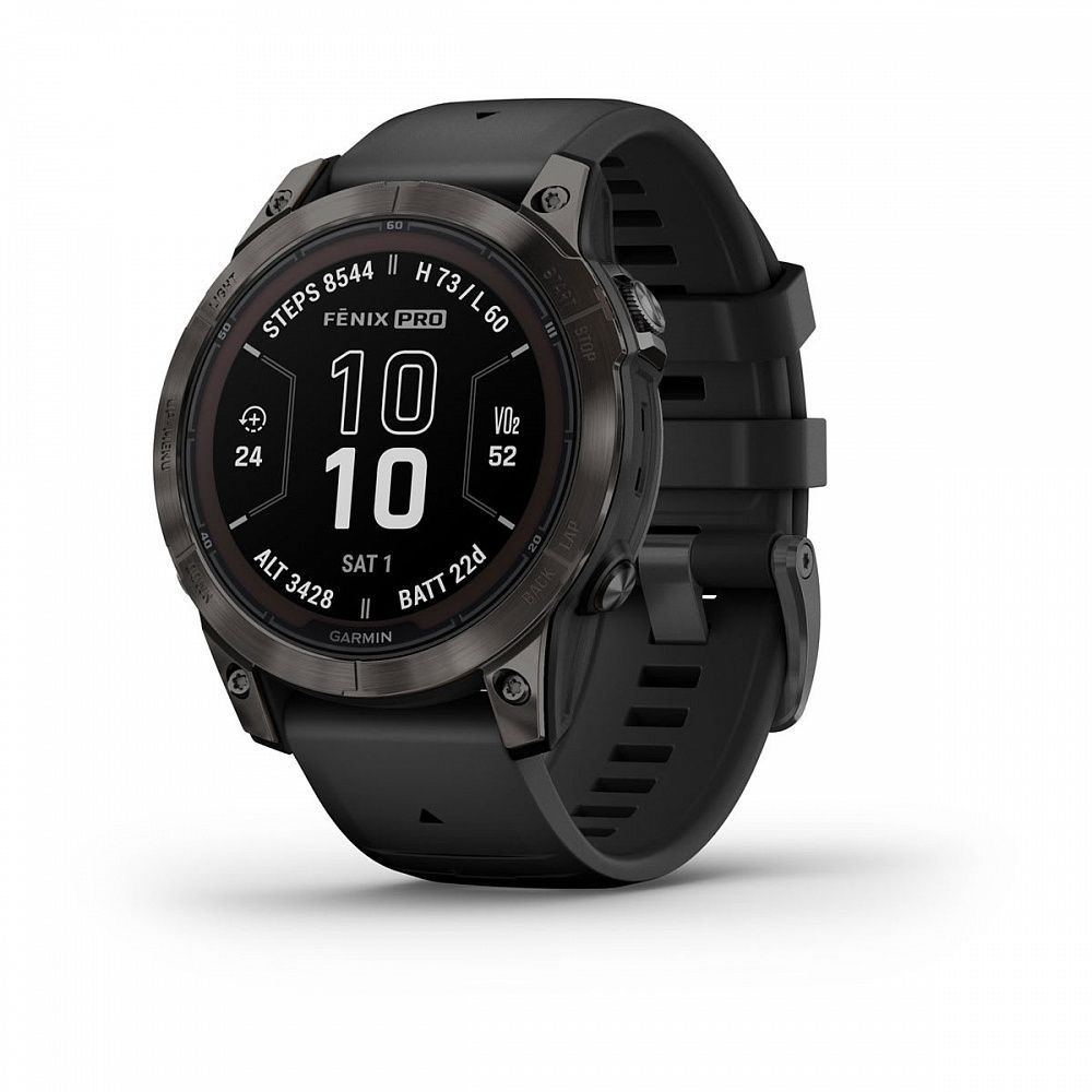 Смарт-часы Garmin Fenix 7 Pro Sapphire Solar титановый угольно-серый DLC с черным ремешком, 010-02777-11 #1