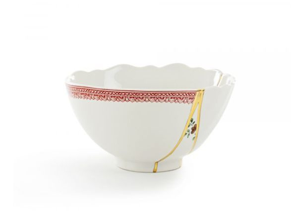 Чаша SELETTI Kintsugi Bowl фарфоровая 11х6 см / Посуда для сервировки фарфоровая Италия  #1