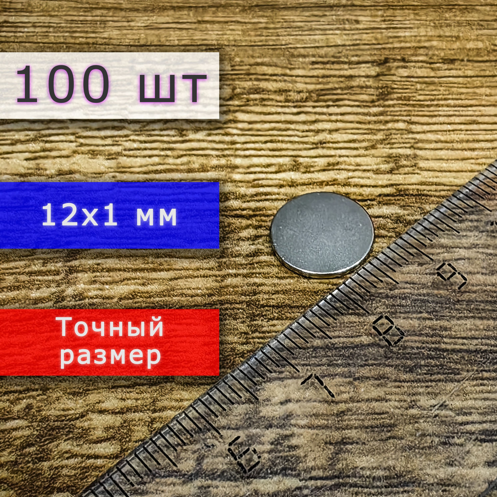 Набор магнитов универсальных (магнитные диски) 12х1 мм (100 шт)  #1