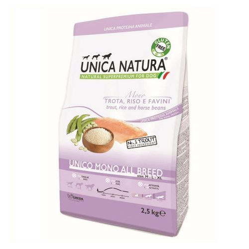 Сухой корм Unica Natura с форелью для собак всех пород 2,5 кг - купить с  доставкой по выгодным ценам в интернет-магазине OZON (1122605354)