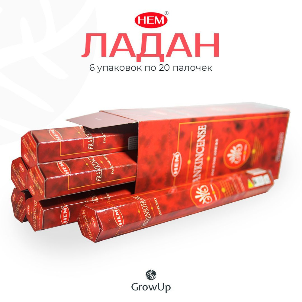 HEM Ладан - 6 упаковок по 20 шт - ароматические благовония, палочки, Frankincense - Hexa ХЕМ  #1