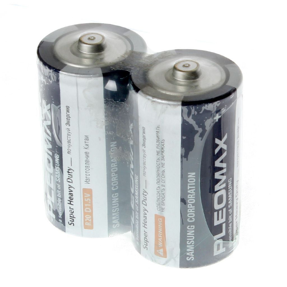Батарейка Pleomax, D (R20), солевая, 1.5 В, спайка, 2 шт - купить с ...