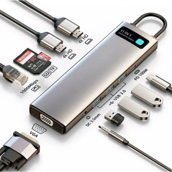 USB-хаб Baseus Metal Gleam Series 11-in-1 Type-C Docking Station #1