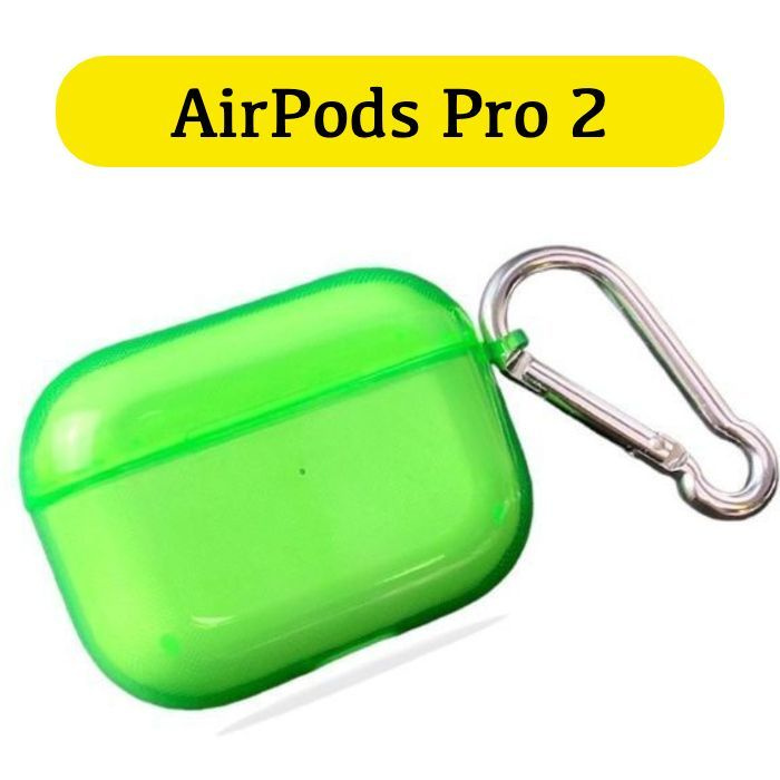 Чехол для AirPods Pro 2 с карабином, зеленый полупрозрачный #1