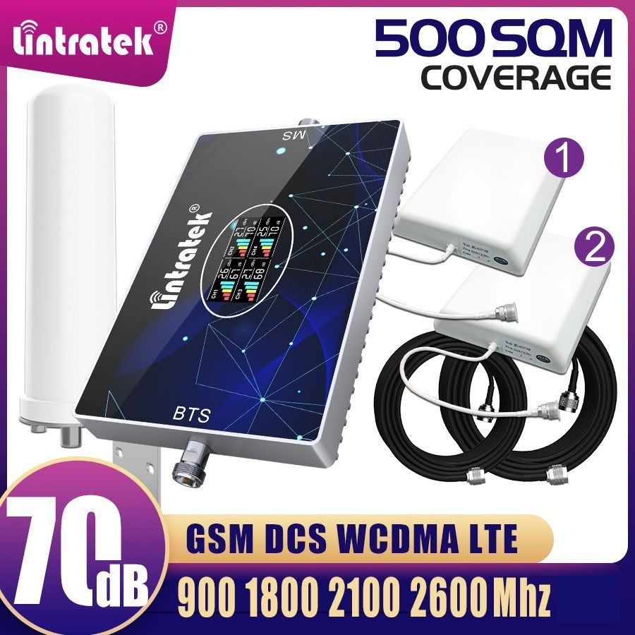 Lintratek 2G 3G 4G усилитель сотовой связи и интернета 900 1800 2100 2600  GSM LTE усилитель сигнала сотовой связи комплект из двух антенн - купить с  доставкой по выгодным ценам в интернет-магазине OZON (1498202888)