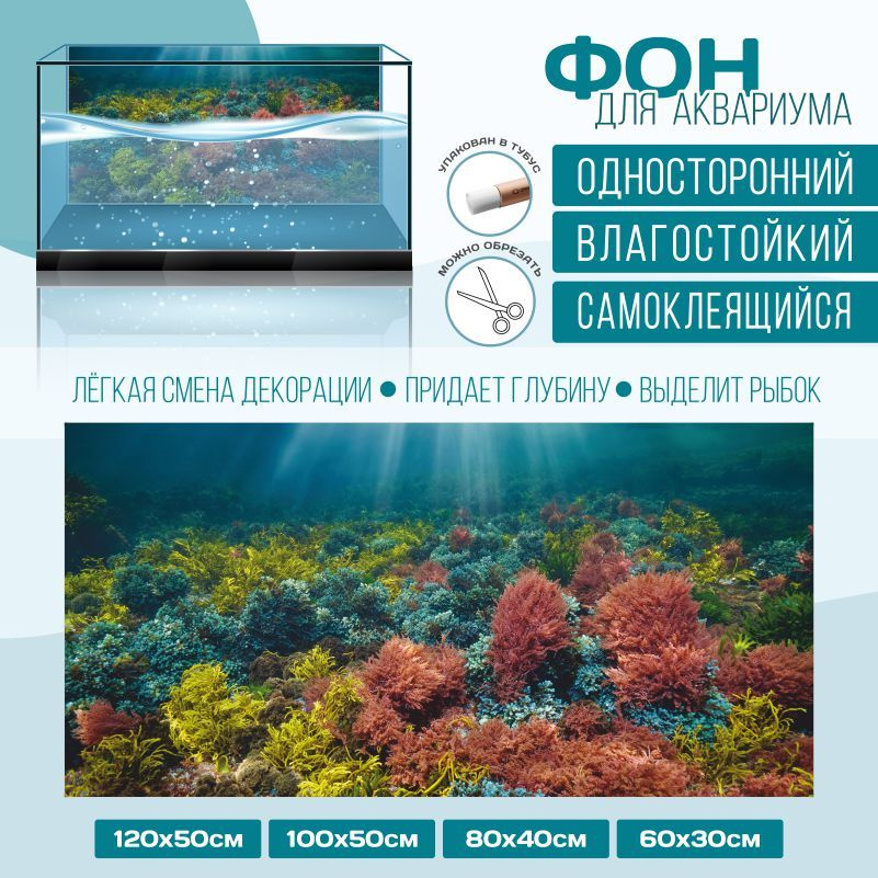 Фон для аквариума ПолиЦентр мир под водой тип 15 односторонний 1000х500 мм #1