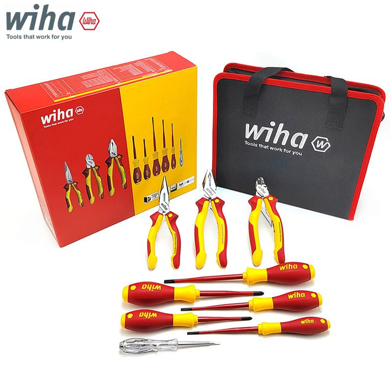 Wiha 90012C Изолированные плоскогубцы для электриков, отвертки, набор ...