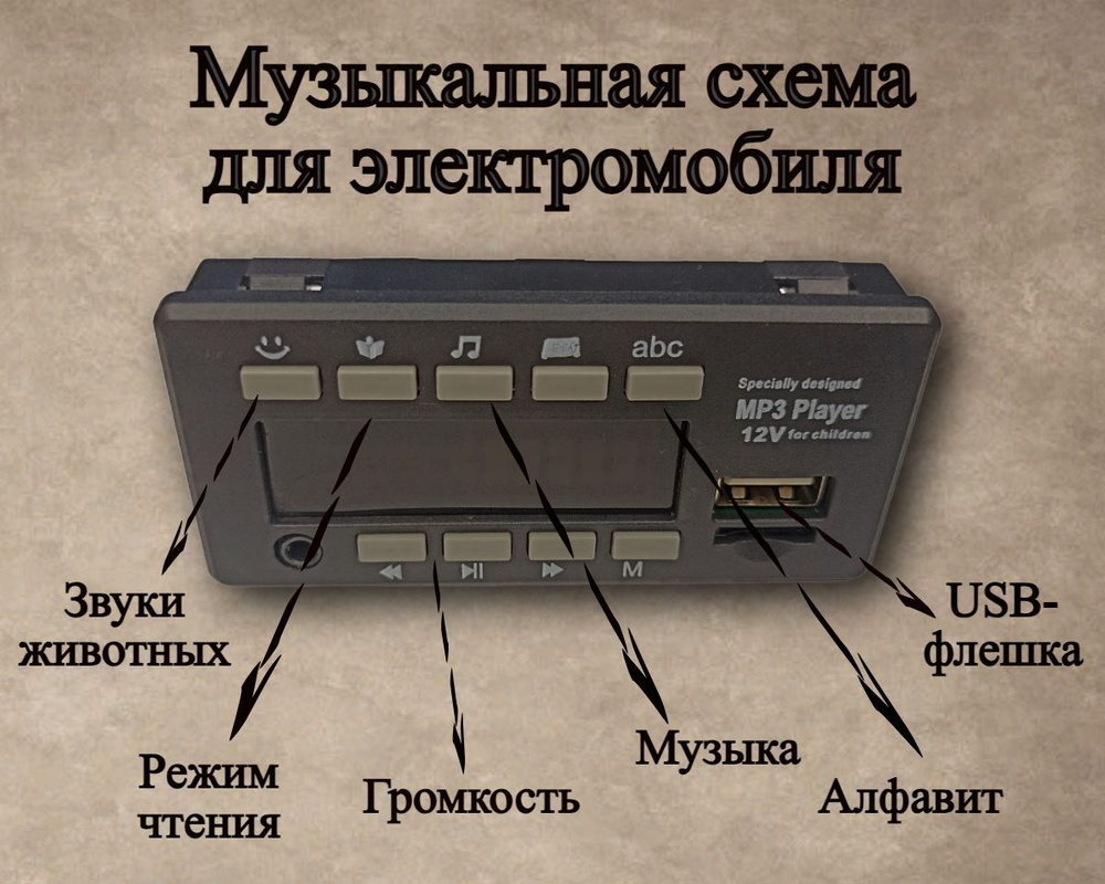 Музыкальная панель для электромобиля 12V - купить с доставкой по выгодным  ценам в интернет-магазине OZON (1281237064)