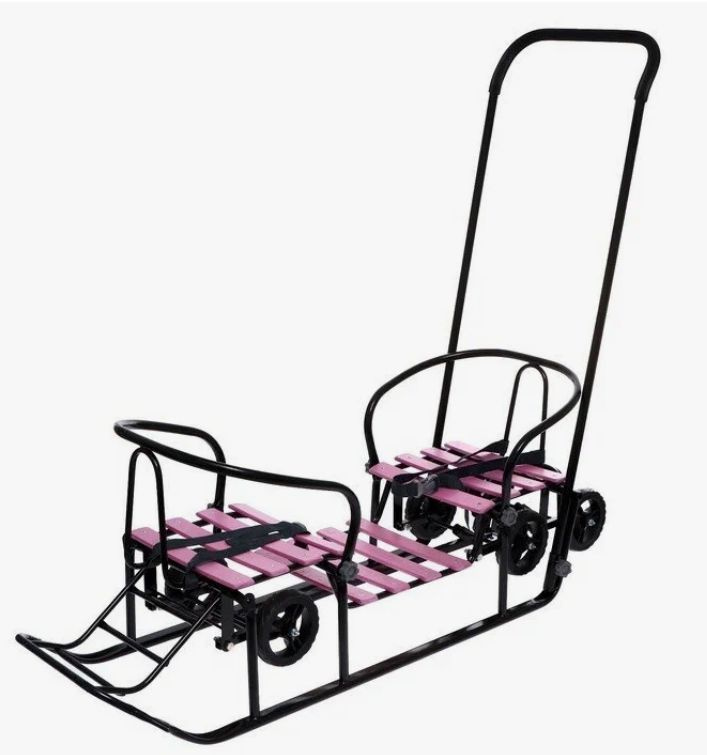 Санки для двойни с колесами Погодки Универсал 1 черный/слива - купить с ...