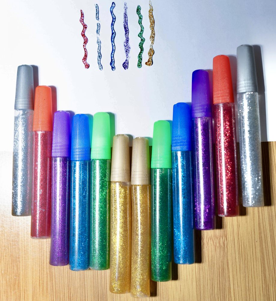 Гель (глиттер) с блестками для творчества, декора, поделок 12 шт/уп ...