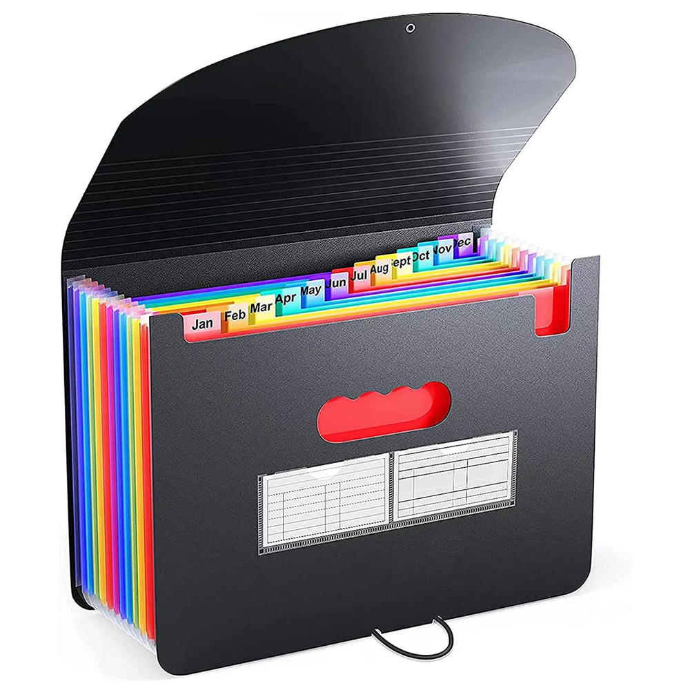 Расширяющаяся папка с 24 карманами, черная настольная папка-органайзер ...