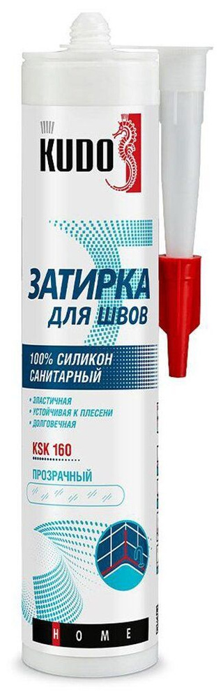 Герметик-затирка для швов силиконовый санитарный KUDO HOME KSK-160, прозрачный, 280мл  #1