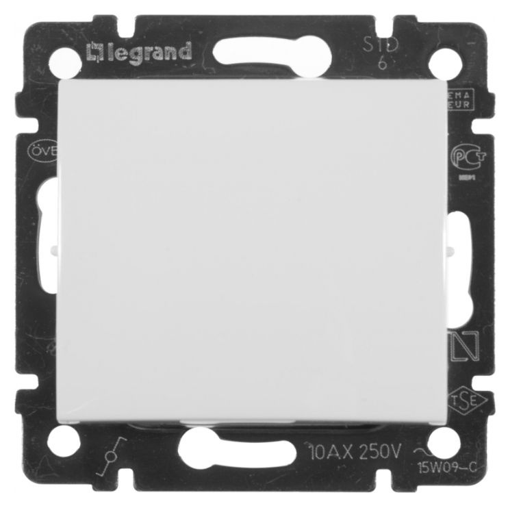 Переключатель проходной одноклавишный 10А Белый. Legrand. Valena ...