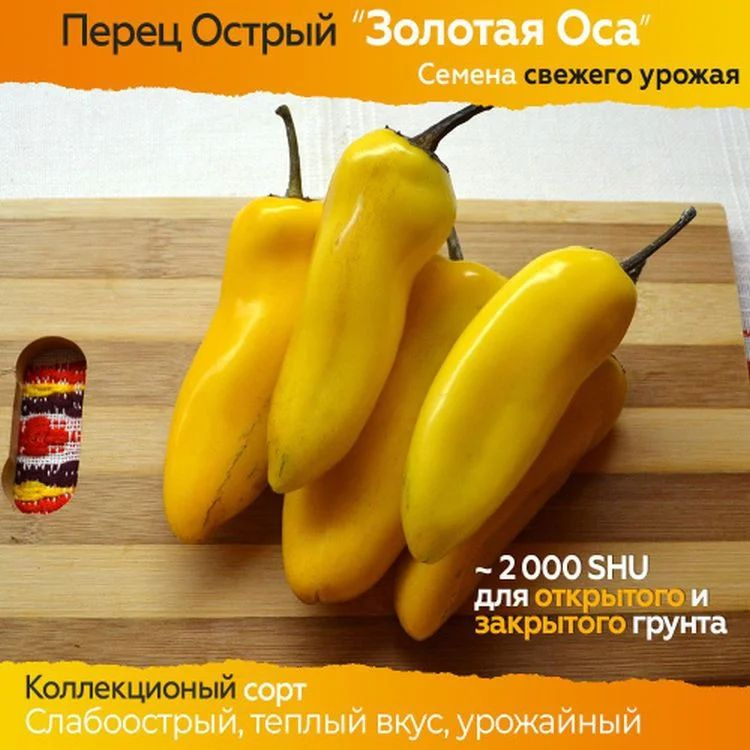 Коллекционные семена перца острого Золотая оса, 2 пачки в комплекте #1