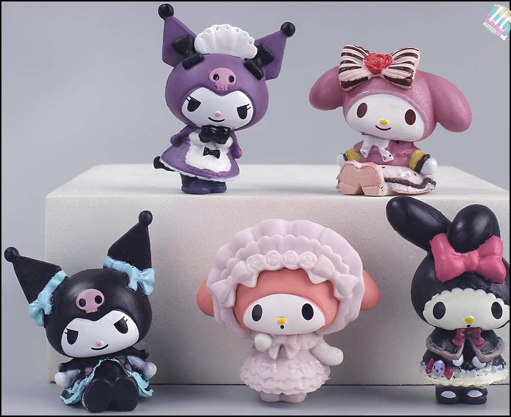 Набор фигурок Хеллоу Китти, Куроми Санрио, Синнаморолл, Пурин / Kuromi Sanrio, Pompompurin, Cinnamoroll #1