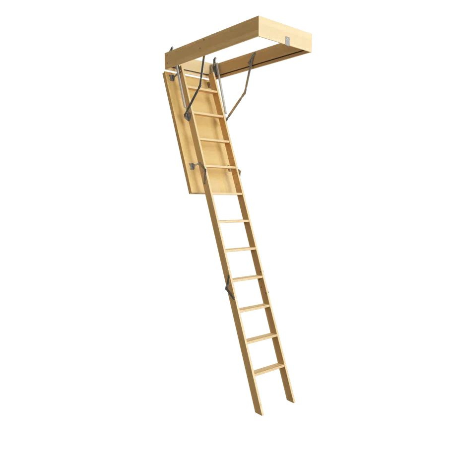 Чердачная лестница с люком 60*120*280 см утепленная деревянная для дома Docke Standart (лесенка складная #1