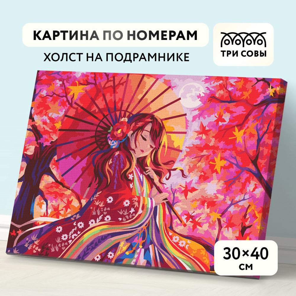 Картина по номерам на холсте на подрамнике 30х40 / ТРИ СОВЫ 