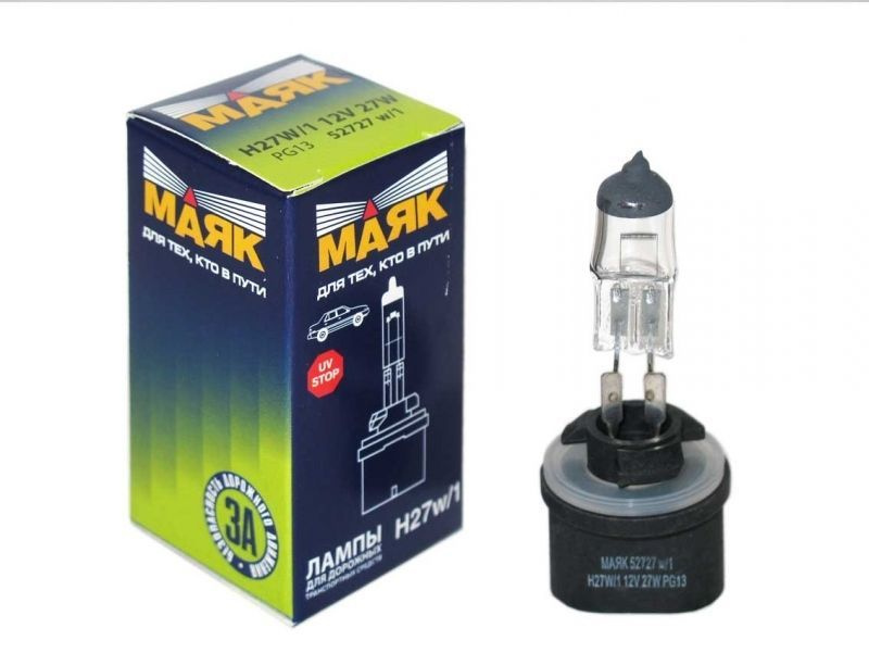 Лампа галоген H27 12V 27W 880 цоколь прямой (МАЯК)