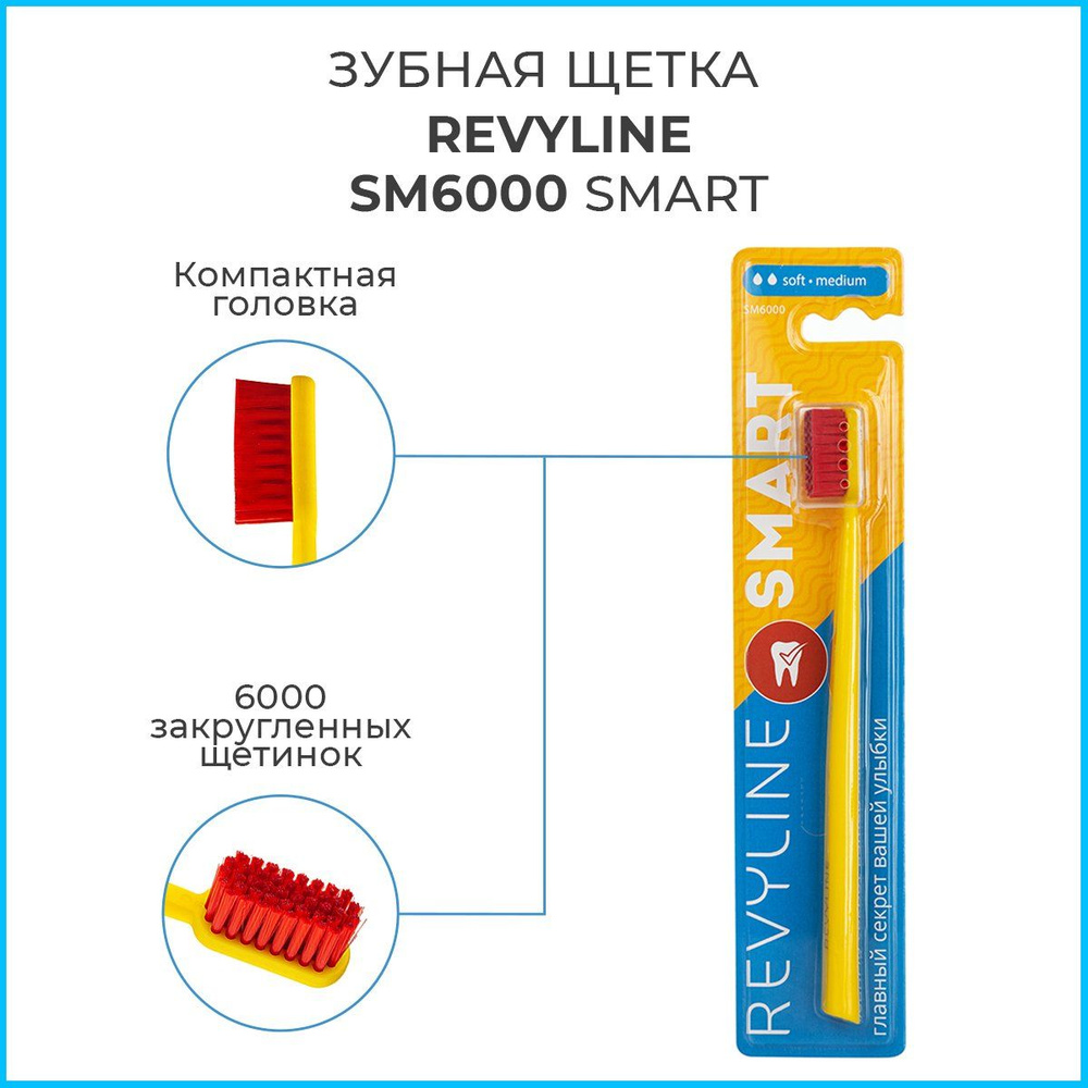 Зубная щетка Revyline SM6000 Smart, мягкая, желтая #1