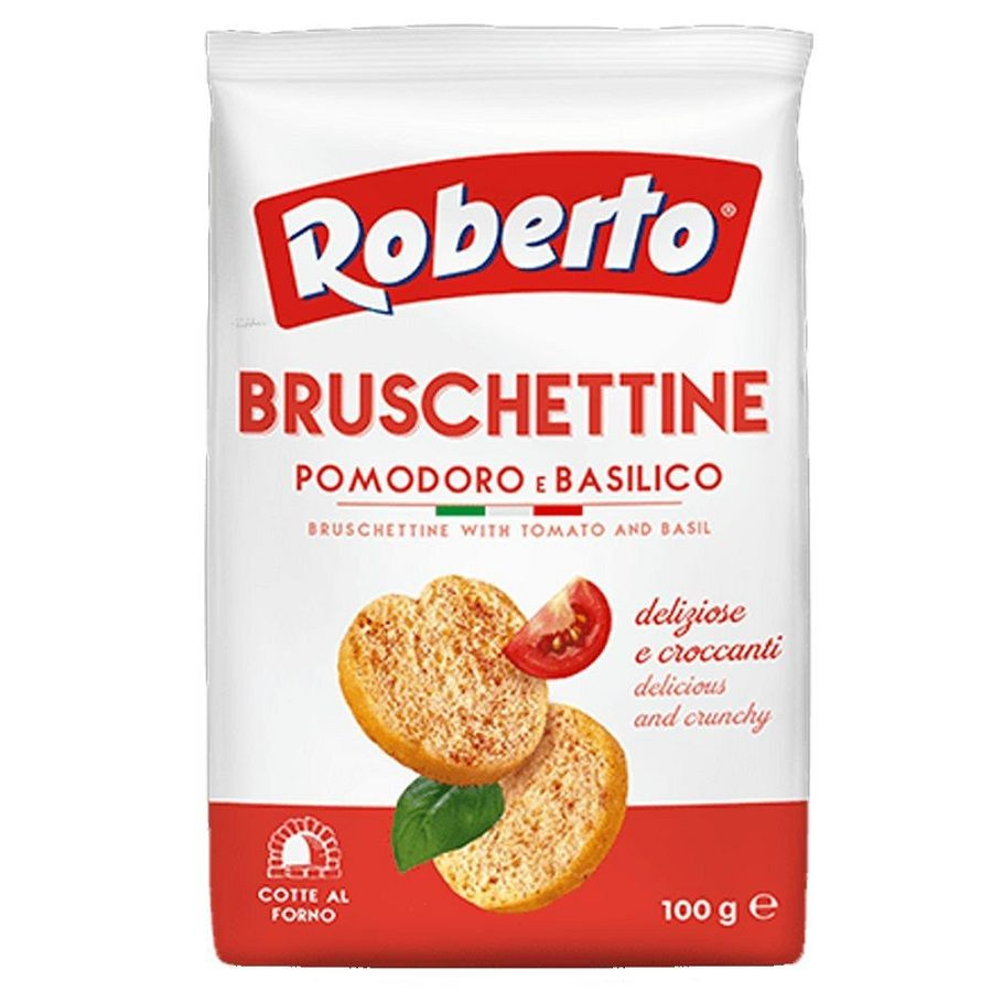 Хрустящие хлебцы Брускеттине со вкусом томатов и базилика "Roberto", 100г  #1