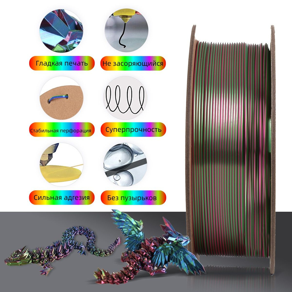 Пластик для 3D-печати, SILK PLA (красно-золото-пурпурный) 1 кг - купить ...