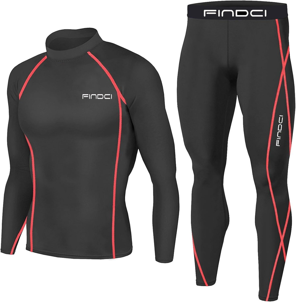 FINDCI Мужской спортивный костюм, обтягивающая рубашка + брюки ...