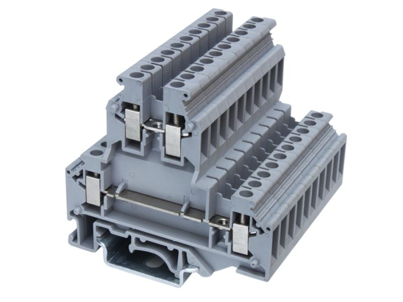 DKC Клемма двухуровневая винтовой зажим 4 точки подключения 4кв.мм сер ...