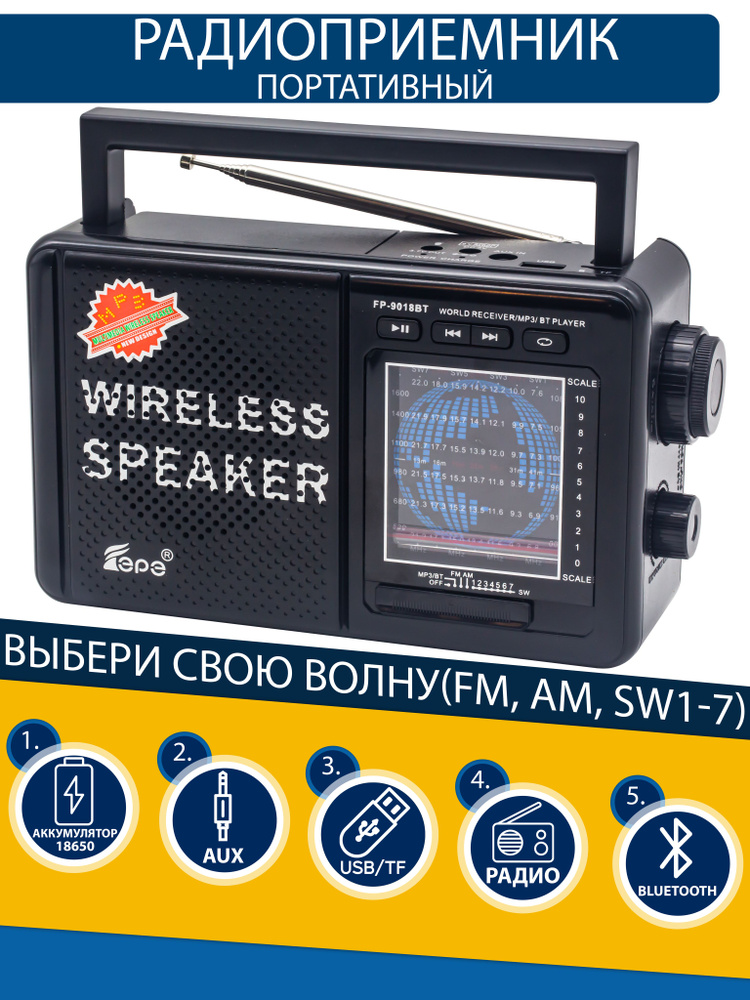 Радиоприемник EPE с Bluetooth FM с слотом для флешки TF-card/AUX и MP3-Player  #1