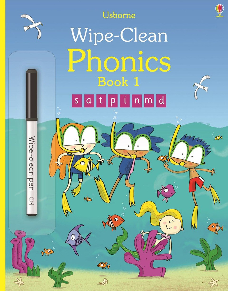 Wipe-Clean PHONICS BOOK 1(s,a,t,p,i,n,m,d) Activity Book with Wipe-Clean pen #1