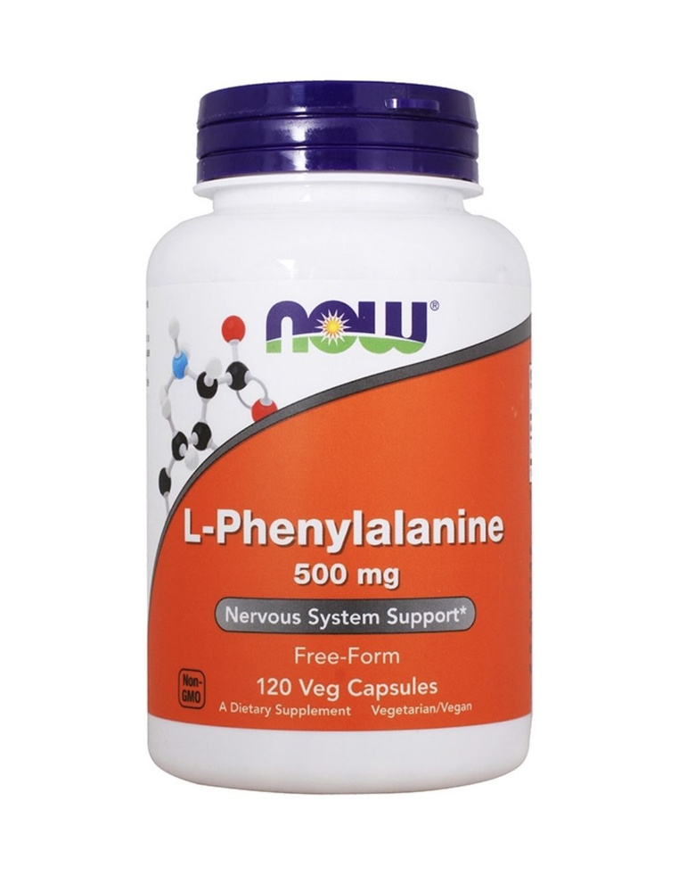 Фенилаланин NOW L-Phenylalanine 500 мг, аминокислоты, 120 растительных ...