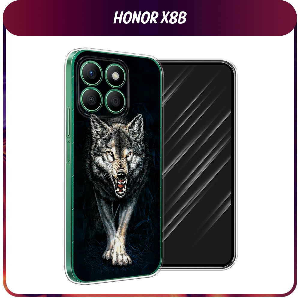 Силиконовый чехол на Honor X8B / Хонор Х8B "Злобный волк из ночи"  #1