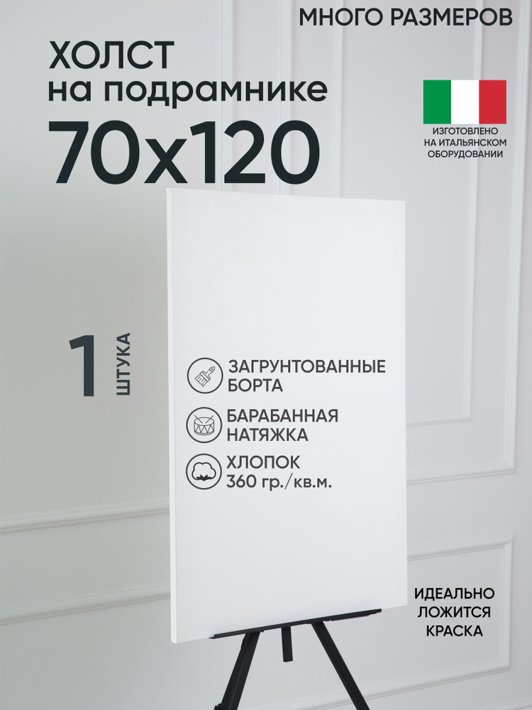 Холст на подрамнике, 1 шт, размер 70х120 см, Артель художников, хлопок 360 г/м2, грунтованный  #1