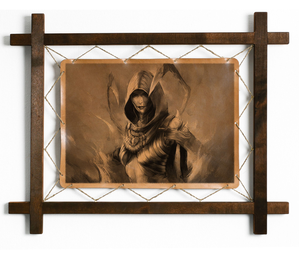 Картина \"Д'Вора, Мортал Комбат\", гравировка на натуральной коже ...