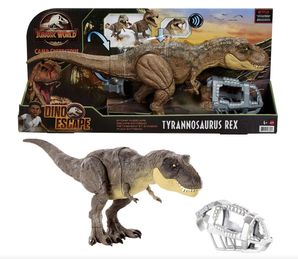 Фигурка динозавра Jurassic World Атакующий Тирекс Tyrannosaurus Rex Stomp  and Escape GWD67 Mattel - купить с доставкой по выгодным ценам в  интернет-магазине OZON (1397119144)