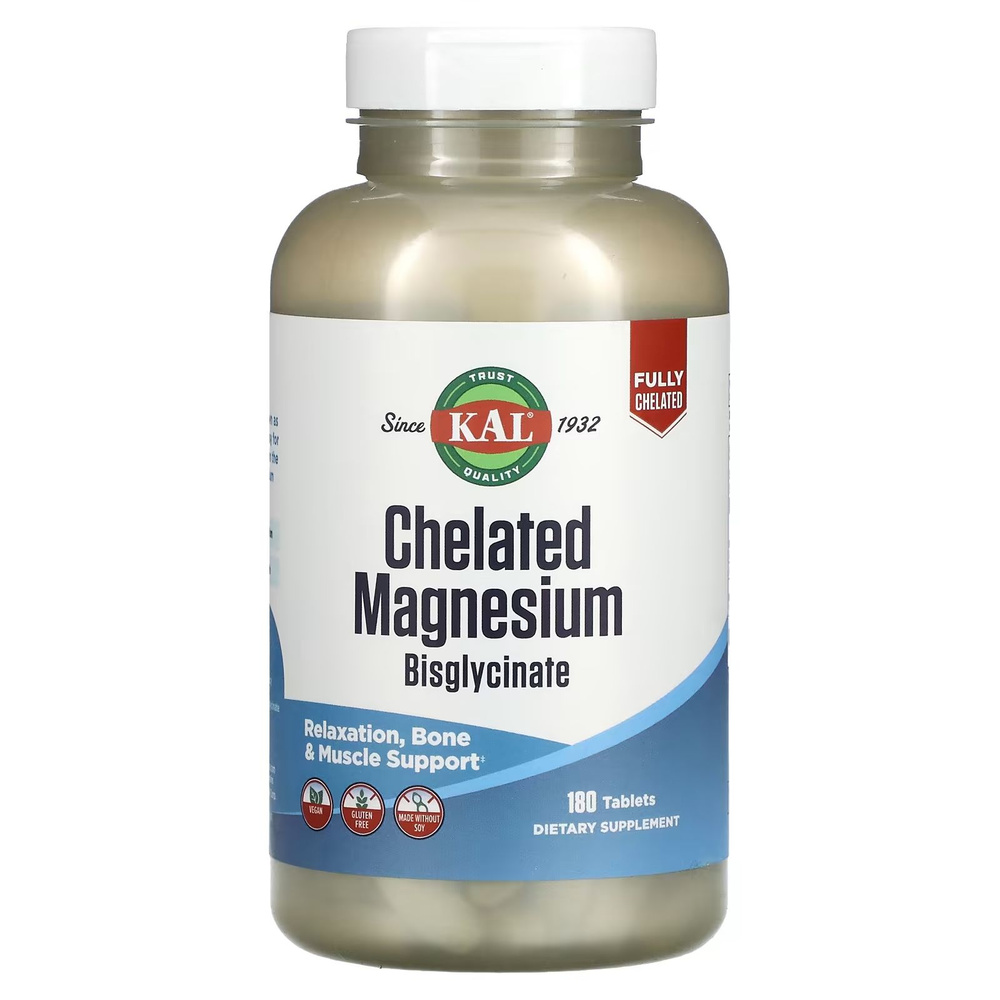 Магний бисглицинат, хелат KAL Magnesium Chelated Bisglycinate 315 мг ...
