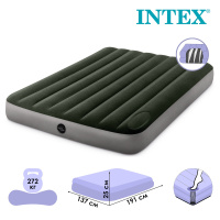 Кровать надувная downy bed fiber tech встроенный ножной насос 137x191x25см пвх intex 64762 3