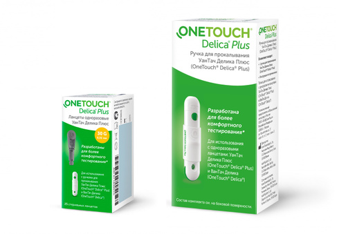 Прокалыватель "One Touch Delica PLUS" + Ланцеты "One Touch Delica Plus ...