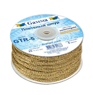 Шнур Gamma 5 мм, плетеный, 25 м+-0,5 м, под золото (GTR-5) - купить с ...