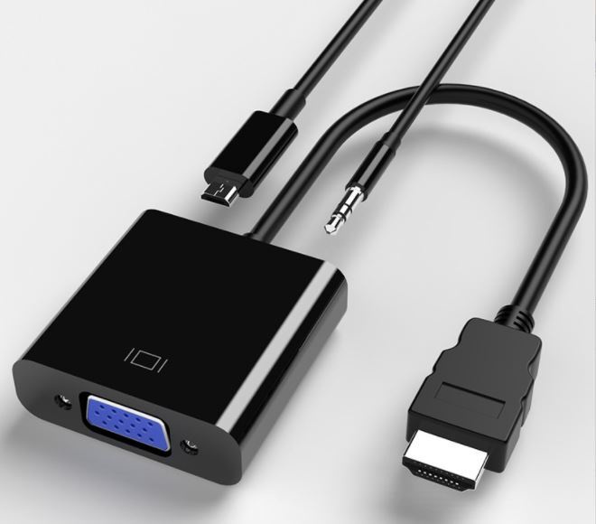 Кабель HDMI, 3.5 мм Переходник конвертер адаптер с HDMI на VGA c AUX и ...