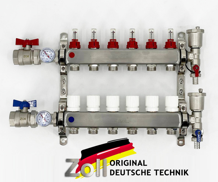 Коллектор для теплого пола стаут на 6 выходов
