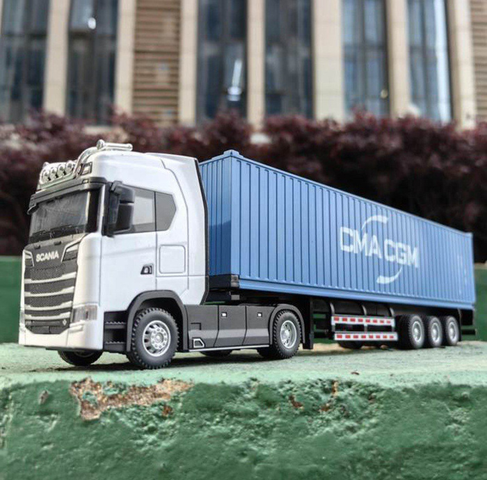 Металлическая модель игрушка Scania дальнобойщик фура с прицепом 1/ 50 ...