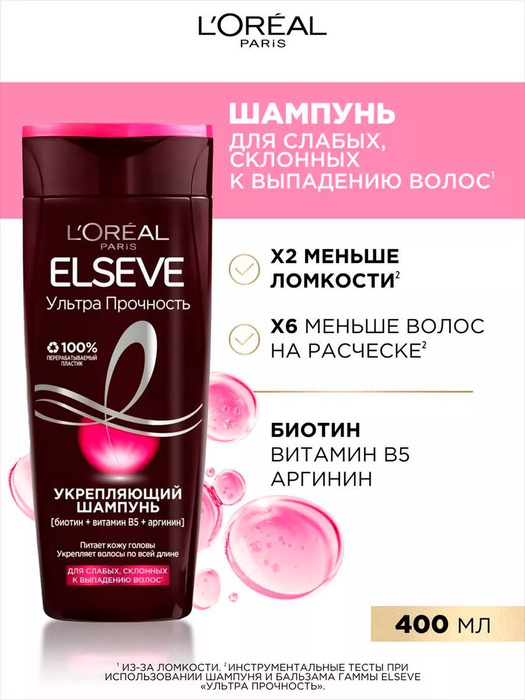L'Oreal Paris Укрепляющий Шампунь "Elseve Ультра Прочность" 400 мл ...