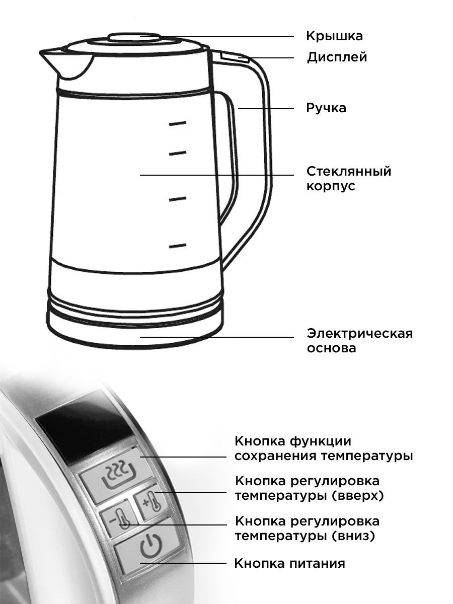 Купить электрический чайник BAUHAUS BH0191, Металл/стекло по низкой ...