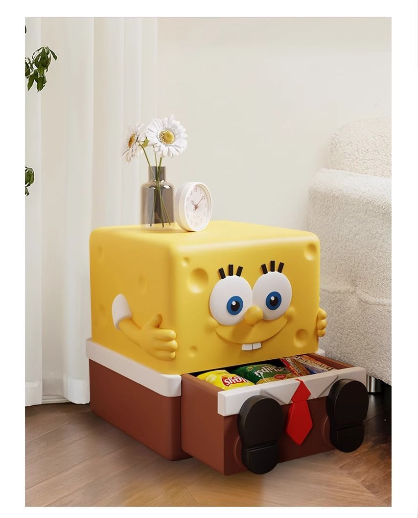 Тумба прикроватная Детская прикроватная тумбочка Губки Боба, 45.5x45 ...