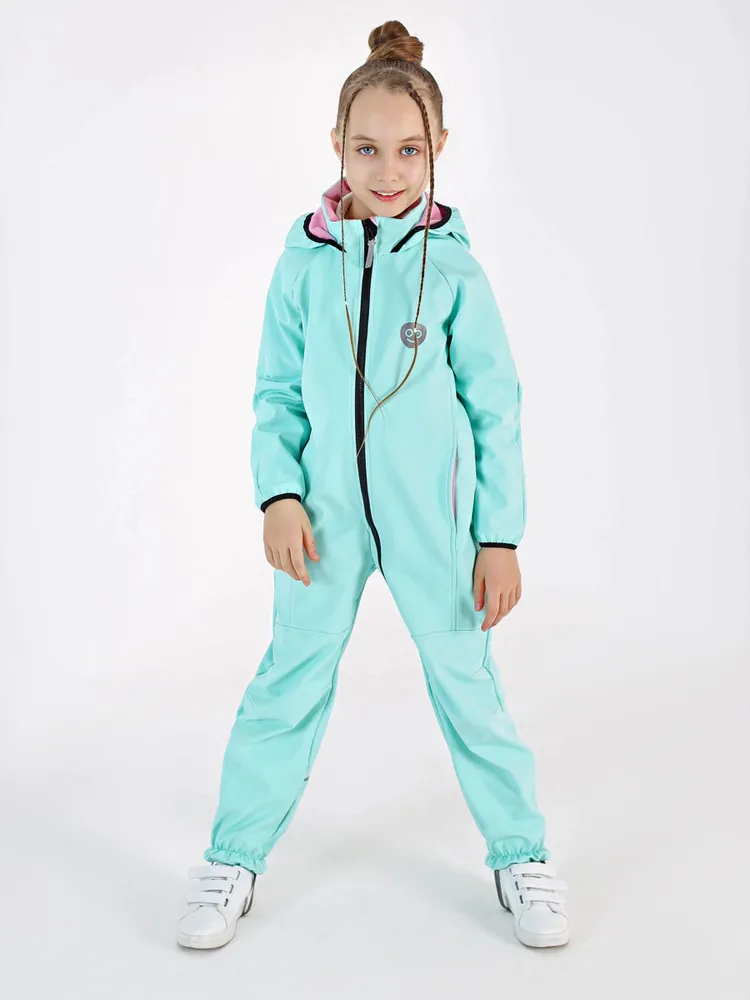 Детский комбинезон для девочки на молнии с капюшоном Shoom, Ментол ...