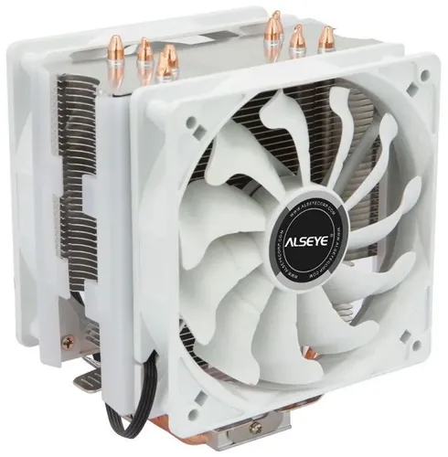 Кулер для процессора ALSEYE S120D-W Universal, TDP 135W, 2x120FAN, 4 heat pipe, WHITE, PWM, RTL