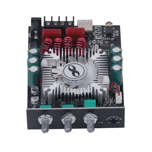 Усилитель звука, входы 3.5 мм AUX и 3-pin, регуляторы ВЧ/НЧ, чистый звук, алюминиевый корпус, Blueto