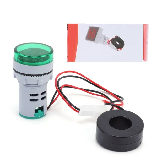 Индикатор тока AD16-22DVA, 60-500В AC, двухдисплейный круглый светильник, зеленый, низкое энергопотр