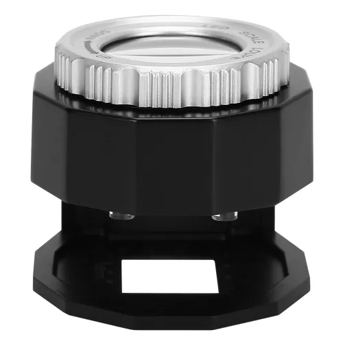 Лупа ювелирная 30X, оптическое стекло, металлический корпус, LED подсветка, шкала, счетчик нитей