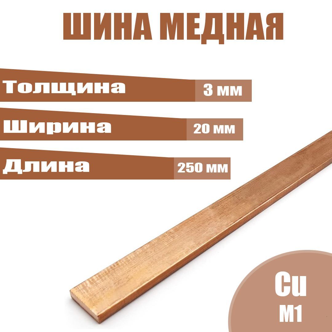 Шинамедная3х20х250ммэлектротехническая(полоса)